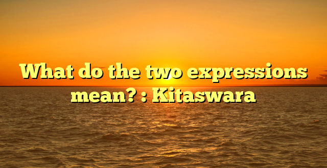 What do the two expressions mean? : Kitaswara