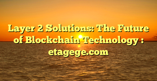 Layer 2 Solutions: The Future of Blockchain Technology : etagege.com